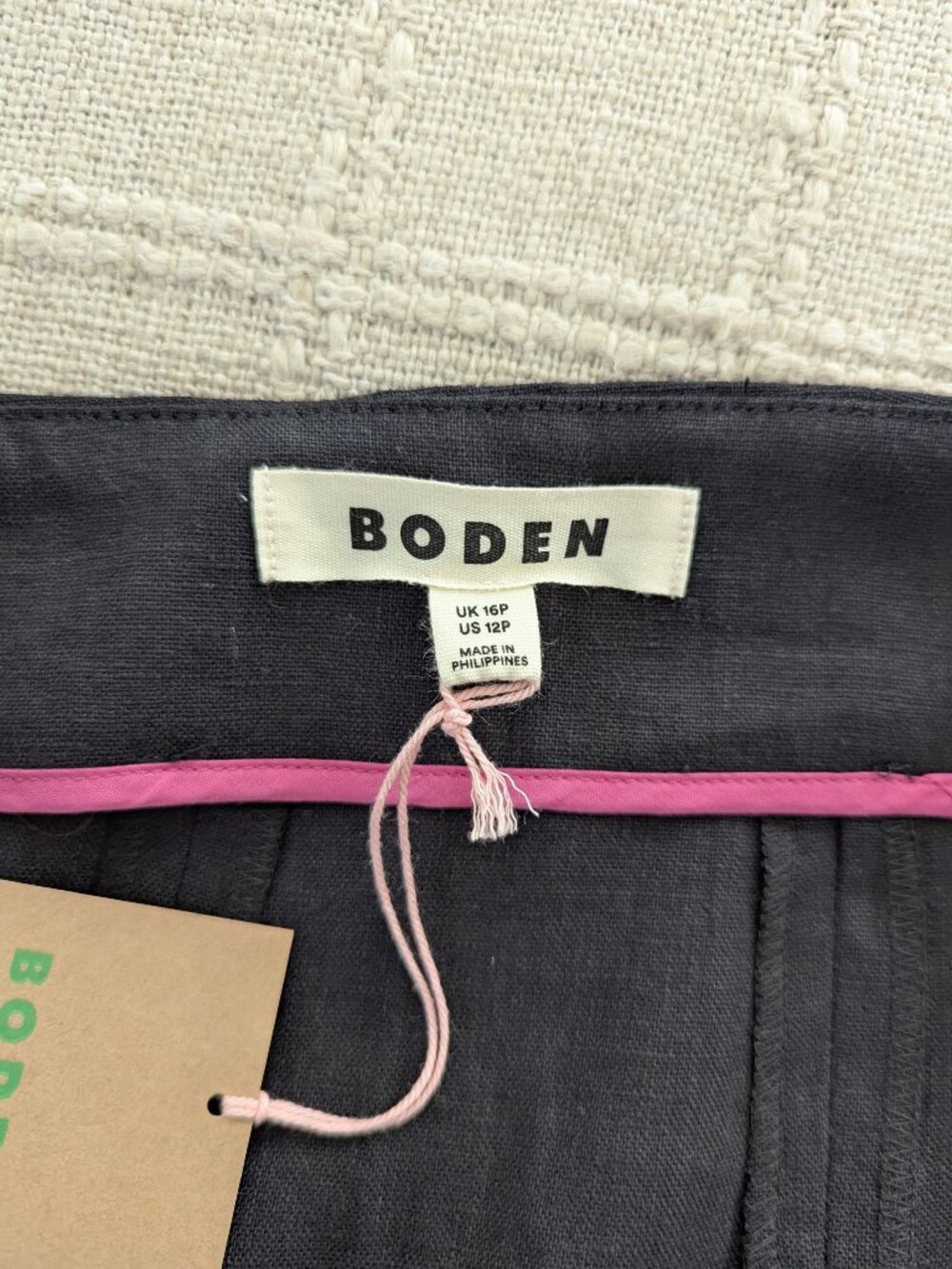 Boden Black Linen A-Line Midi Skirt Pockets US 12P - Picture 6 of 7